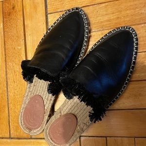 Black Leather Slip Ons